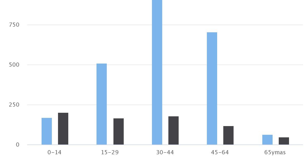 Demografía Sierra Gorda 2015 Sexo/Edad