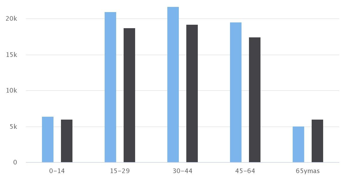 Demografía Calama 2017 Sexo/Edad