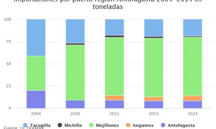 Importaciones por puerto región Antofagasta 2004-2014 en toneladas