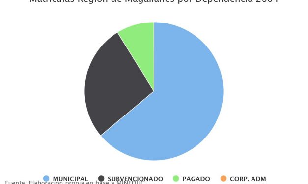Matrículas Región de Magallanes por Dependencia 2004